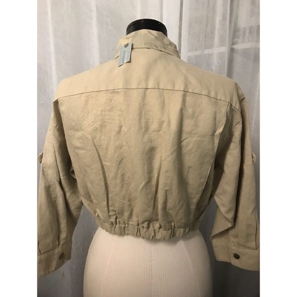 Anthropologie Hei Hei Women's Jacket Taupe Camo Crop Linen Size XSP NWT - Picture 9 of 12